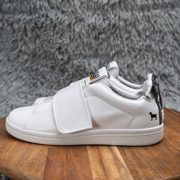 GOATS Sneakers Platform Smooth White Leather Slip On Hook Loop Chunky Size 6 EUC - Picture 4 of 9